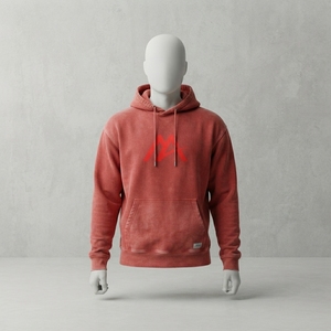 Sudadera con Capucha Mayra para Hombre, Color Coral Lavado, con Logotipo Rojo, Felpa, Estilo Urbano, Informal, Personalizable, Venta al Por Mayor, OEM - Product Image 1