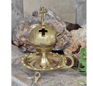 Quemador de incienso de latón con incensario religioso cruzado para adoración de oración de altar de Iglesia soporte de latón de estilo Vintage para uso espiritual - Product Image 3