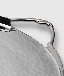 Plateau rond tendance en acier inoxydable avec poignées torsadées et plats - Product Image 4