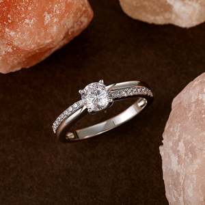 Jeulia Rose Gold Plated Twist Round <b>Solitaire</b> Engagement <b>Ring</b> in Sterling <b>Silver</b> - Product Image 5