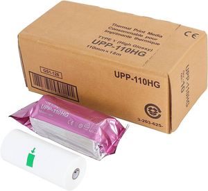 กระดาษม้วนสำหรับเครื่องอัลตราซาวนด์ทางการแพทย์ รุ่น UPP-110HG ประเภท V เคลือบเงาสูง สำหรับเครื่องพิมพ์วิดีโอ - Product Image 1