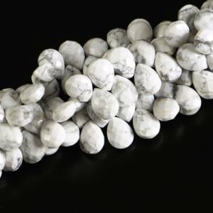 Perles de howlite naturelle en forme de poire 8x11 à 9x12MM, perles de howlite facettées, perles de howlite en forme de poire pour la fabrication de bijoux - Product Image 2