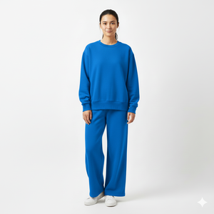 Ensemble sweat-shirt et pantalon de survêtement amples et décontractés pour femme, en molleton de coton écologique, deux pièces, confortables et douillets pour l'hiver - Product Image 4