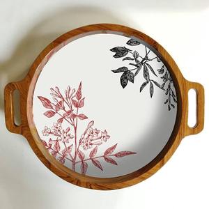 Plateau de service en bois émaillé pour table de cuisine, plateau de service quotidien pour aliments - Product Image 2