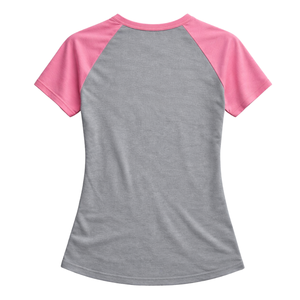 T-shirt à manches raglan gris acier Sororité grecque T-shirt rose et vert pour femmes Sororité universitaire Vêtements décontractés élégants - Product Image 4