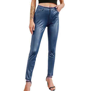 2023 ropa de tendencia, pantalones sexis para mujer, trajes de cuero, Top Halter corto y pantalones de cuero acampanados, pantalones completos hechos a medida para mujer - Product Image 5