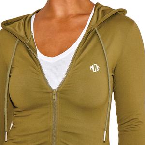 Sweat à capuche zippé court pour femme personnalisé, logo personnalisé, vente en gros, OEM, ODM, marque privée, coupe ajustée, manches longues, vêtements de sport pour femme - Product Image 4