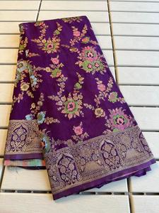 Nuevo Sari de Seda Crepé Khadi con Tejido Zari, Fabricante y Proveedor de Moda Femenina de la India - Product Image 3