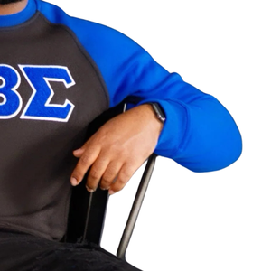 Bleu noir Phi Beta Sigma Chenille sweat brodé coton Premium manches raglan grec fraternité vêtements vêtements pour hommes - Product Image 4