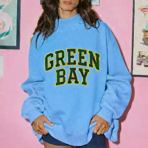 Sudadera de Forro Polar Personalizada con Logotipo, Ecológica, de Poliéster/Algodón, para Todas las Temporadas, Cuello Alto Informal, Holgada, de Manga Larga para Mujer - Product Image 5