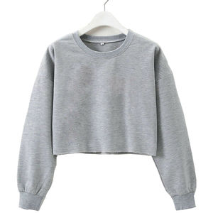 High Quality Cotton French Terry Plain <b>Sweatshirt</b> Crop Top Custom Women <b>Hoodies</b> for Young <b>Girls</b> - Product Image 2