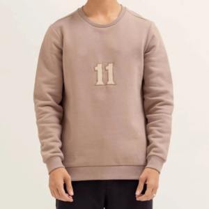 Sudadera de Forro Polar para Hombre, Cuello Redondo, Diseño Bordado, Antibolitas, Secado Rápido, Estilo Minimalista Informal para Uso Diario - Product Image 1