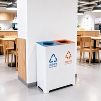 Poubelles commerciales SD-37B 72L 19Gal avec poubelles de recyclage à séparation, poubelle carrée double, poubelle de recyclage à double compartiment, 2 compartiments