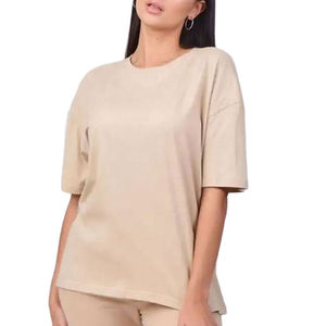 Venta al por mayor personalizado cuello redondo personalizado impreso camisetas de gran tamaño para las mujeres usan Casual a granel algodón mujeres camisetas OEM - Product Image 1