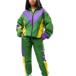 Ensemble coupe-vent décontracté et écologique pour femme, hiver, couleur unie, respirant - Ensemble long 2 pièces personnalisable en polyester/nylon - Product Image 1