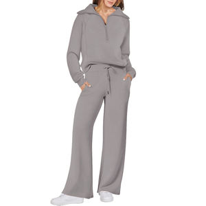 Traje de jogging informal con logotipo personalizado OEM para mujer Sudadera con capucha y pantalones de chándal de algodón de invierno Chándal de 2 piezas con estilo Jogger - Product Image 1