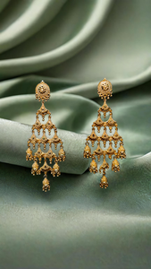 Comprar conjunto de pendientes con diseño tradicional 22CT chapado en oro estilo Jhumka pendientes joyería para mujer desgaste - Product Image 3