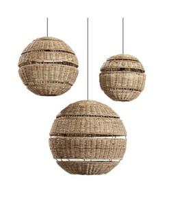 Abat-jour rond rustique en rotin lustre vietnamien rustique suspendu pendentif décoration de plafond pour hôtel Resort café - Product Image 3