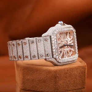 Venta caliente de lujo esfera cuadrada Moissanite reloj para hombres con aspecto de diamante números arábigos automático impermeable inoxidable - Product Image 3