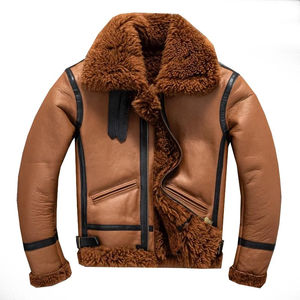 Chaqueta de invierno para hombre, transpirable, impermeable, de alta calidad, de piel de oveja auténtica, chaqueta de piloto para hombre, piel de oveja auténtica súper cálida - Product Image 2