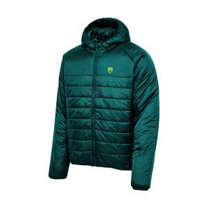 Veste matelassée à capuche pour hommes manteau d'hiver avec col montant fermeture à glissière décontracté motif solide logo avant léger - Product Image 3