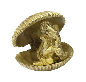 รูปปั้นพระพิฆเนศทำด้วยมือทองเหลืองสำหรับความสำเร็จ God ganpati สำหรับรถยนต์ Dash ของวัดสำนักงานงานแต่งงาน Diwali ทองวันเกิด - Product Image 1