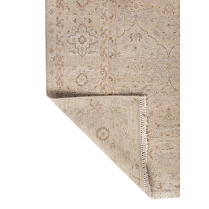 Alfombra de Lana Anudada a Mano Viscaya Ivory con Patrón Rectangular Abstracto/Medallón Tabriz para Sala de Estar, Pasillo, Hogar EA-1507 (CS-01) - Product Image 5