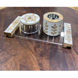 Prix de gros, design moderne et unique, fait main, écologique, décoration d'intérieur, plateau en acrylique/MOP, manche de balai, ensemble de pots à bakhoor, artisanat d'adresse - Product Image 1