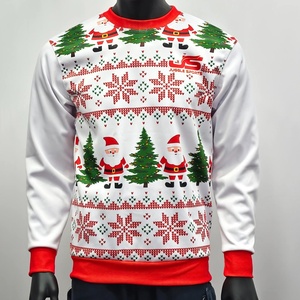 Sweat-shirt à capuche unisexe en polaire solide en polyester/coton respirant avec fermeture éclair pour l'hiver et Noël - Product Image 4