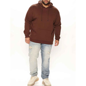 Sweat-shirt en molleton à capuche en coton pour hommes, pull à manches longues avec cordon de serrage et sweat à capuche teint confortable - Product Image 5