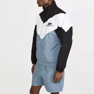 High Quality Fashion Polyester Windbreaker Men <b>Short</b> Set <b>Zip</b> Jacket And Matching <b>Shorts</b> Summer Casual Wear Outfit - Product Image 4