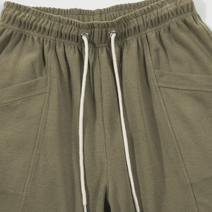 Short en coton mélangé décontracté d'été pour hommes, taille moyenne élastique, cordon de serrage, poches à carreaux anti-rides Cargo XS Service OEM - Product Image 1
