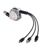 Kabel Data 3 in 1 Tahan Lama Model Zip Zap Dengan Dukungan Multi Konektor Untuk Perangkat Tipe C Dan Micro USB Pengisian Daya Cepat