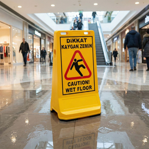 Roadway Safety Delineator <b>Post</b>-90cm Slippery Surface Warning Bollard (PE Reflector White Plastic) - Product Image 1