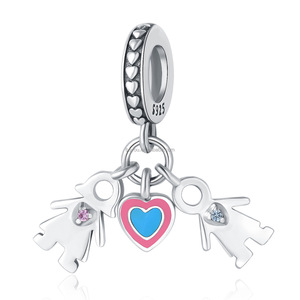 Cuentas de Plata de Ley 925 con forma de corazón para <span class=keywords><strong>Hermanas</strong></span>, abalorios juntos, colgante Simple Superior para hacer pulseras y collares - Product Image 3