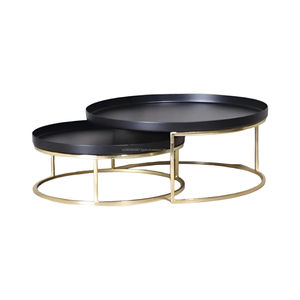 Soporte de pastel de metal de Venta caliente Soporte de pastel de acero multiusos negro y dorado con base de metal de 2 niveles por Abi Overseas - Product Image 1