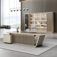 Bureau de direction de luxe moderne style flûte en forme de L pour gestionnaire PDG patron table d'ordinateur pour personnel