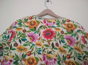 Nouveau coton Floral réversible femmes polaire veste main bloc matelassé hiver manteau bouton poche automne imprimer veste courte - Product Image 5