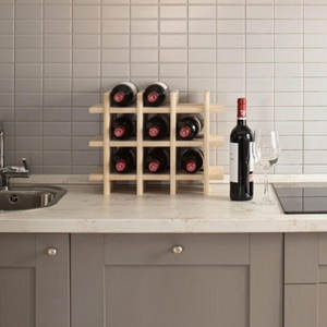 Portabottiglie Modulare in Legno per 9 Bottiglie Well Home 13.4x22x32.5cm Arredamento Casa - Product Image 3