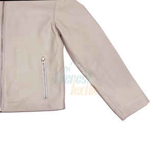 แจ็กเก็ตหนังแกะสำหรับผู้หญิงเสื้อแจ็คเก็ตหนังสีกระดูกระบายอากาศได้ดีสำหรับผู้หญิง - Product Image 4