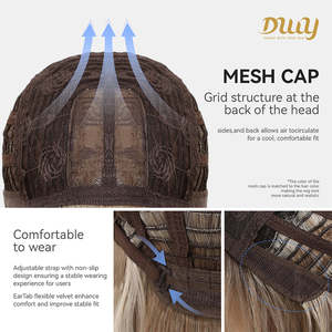 Aurora's New 20-Inch Light <b>Brown</b> Wave Synthetic <b>Wig</b> Bangs High Quality Premium Fiber Glueless Easy Wear for Women Layered Style - Product Image 6
