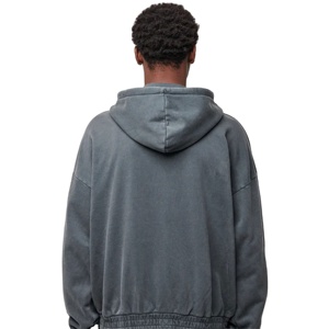 Sweat-shirts à capuche zippés pour hommes, streetwear de haute qualité, effet délavé à l'acide, épaules tombantes, personnalisables, 100% coton, tissu éponge français, uni - Product Image 2
