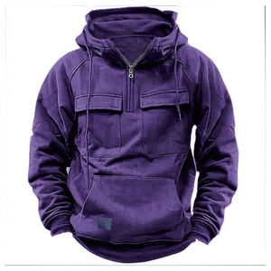 Sweat à capuche zippé sur le devant pour homme, personnalisé, brodé et perlé, avec poche, chaud pour l'hiver, cargo, OEM pour la vente en gros - Product Image 2