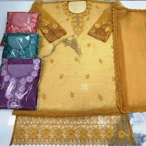 Designer moderne indien pakistanais vêtements non cousus belle Premium fête porter des costumes brodés à la main mode-avant - Product Image 1