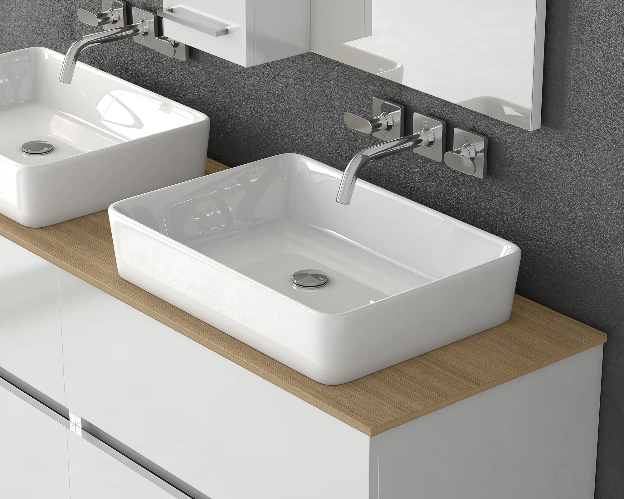 Meuble de salle de bain moderne à poser Meuble de salle de bain européen pour hôtel ou résidentiel avec lavabo