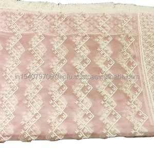 Bufanda de seda Rosa hecha a mano India Organza Ara Tari hilo de algodón Dupatta con estilo de fiesta colorido para ropa de playa étnica - Product Image 4