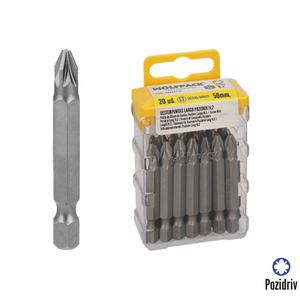 Destorpuntas Largo Pozidriv N. 2 (20 Pezzi) Acciaio S2 al Cromo Vanadio - Product Image 1