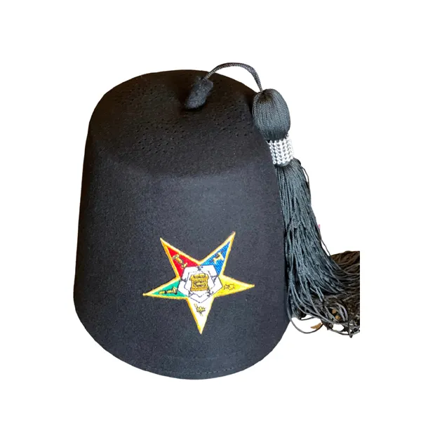 Mason Order of Eastern Star Believe Accessories of Eastern Star Black & White Fez Cap Special Custom White Fez Cap