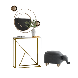 Tables console d'entrée modernes en métal fini or Meubles de salon pour couloir et maison Table console de luxe en or avec dessus en marbre blanc - Product Image 4