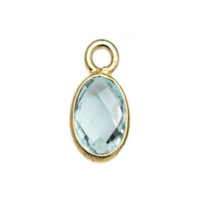 Dijes Ovalados de Calcedonia Aqua de 6x4 mm, Plata de Ley 925 Chapada en Oro, Dije de Bisel Hecho a Mano, Proveedores de Joyería de Calcedonia Aqua - Product Image 2